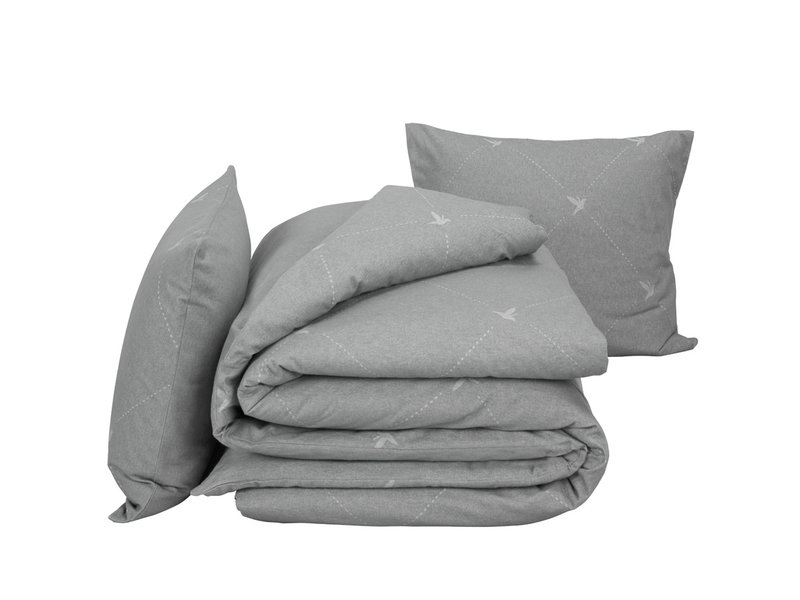 De Witte Lietaer Housse de couette Flanelle de Coton Piper - Lits Jumeaux - 240 x 220 cm - Gris