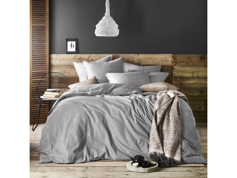 De Witte Lietaer Duvet cover Cotton Flannel Piper - Lits Jumeaux - 240 x 220 cm - Gray