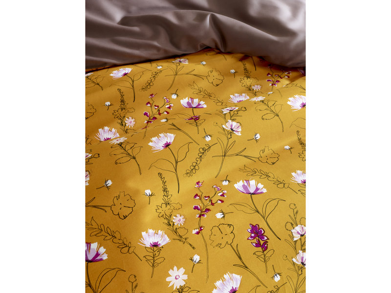 De Witte Lietaer Duvet cover Cotton Satin Fleur - Double - 200 x 200/220 cm - Yellow