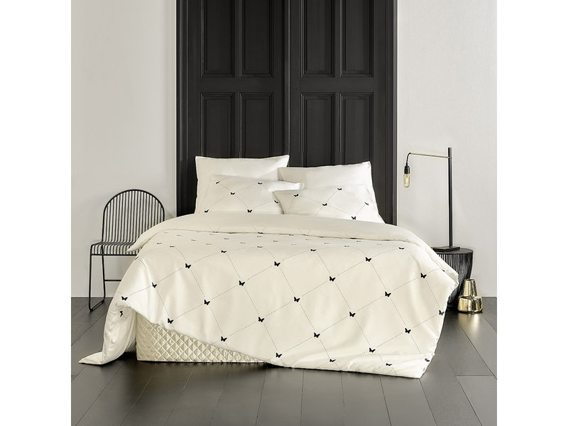 De Witte Lietaer Duvet cover Cotton Satin Butterflies - Double - 200 x 200/220 cm - White