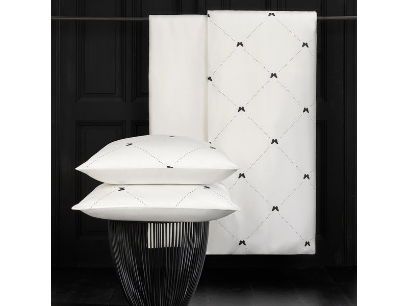 De Witte Lietaer Duvet cover Cotton Satin Butterflies - Double - 200 x 200/220 cm - White