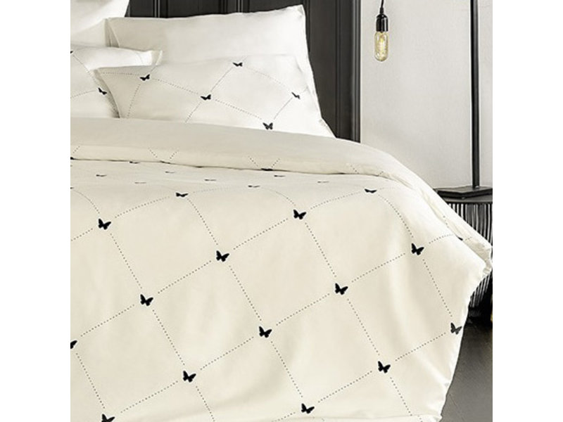 De Witte Lietaer Dekbedovertrek Katoen Satijn Butterflies - Lits Jumeaux - 240 x 220 cm - Wit