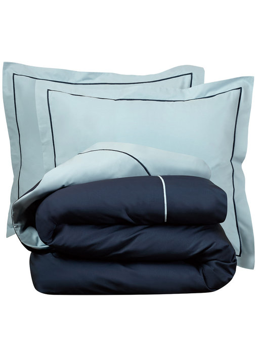 De Witte Lietaer Dekbedovertrek Katoen Perkal Bumblebee Ice Blue / Marine Ink 200 x 200/220 cm