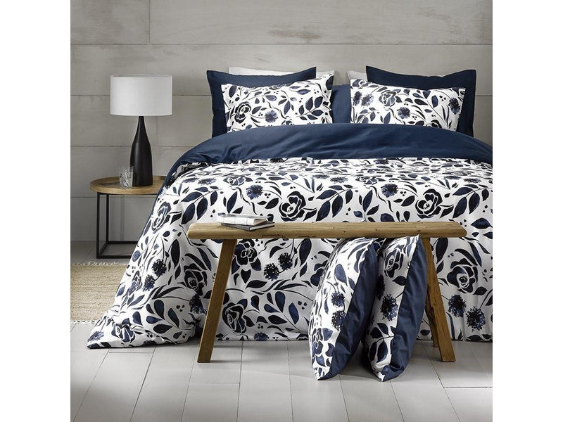 De Witte Lietaer Duvet cover Cotton Satin Meadow - Single - 140 x 200/220 cm - Blue