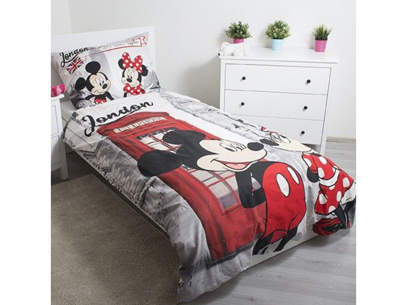 Disney Minnie Mouse Dekbedovertrek Londen - Eenpersoons - 140  x 200 cm - Multi