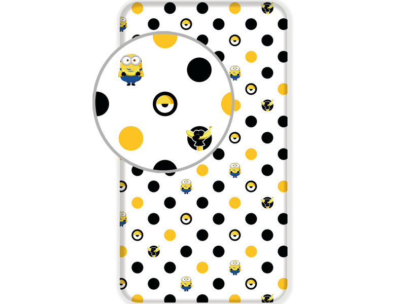 Minions 2 Hoeslaken Dots - Eenpersoons - 90 x 200 cm - Wit