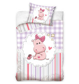 Nijlpaard Housse de couette bébé Rose - 100 x 135 cm - Coton