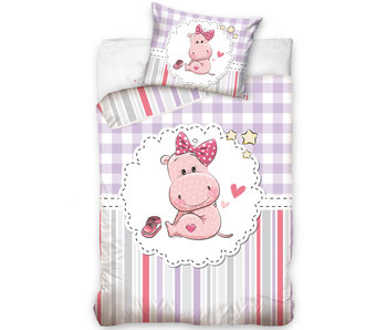 Nijlpaard Housse de couette BABY Rose 100 x 135 cm