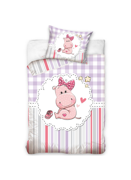 Nijlpaard BABY Bettbezug Pink 100 x 135 cm