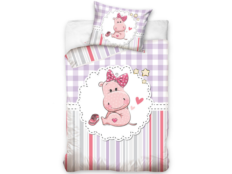 Nijlpaard Baby Duvet cover Pink - 100 x 135 cm - Cotton