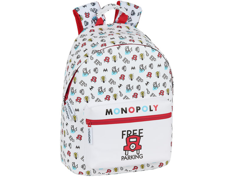 Monopoly Sac à dos Parking gratuit - 41 x 31 x 16 cm - Blanc