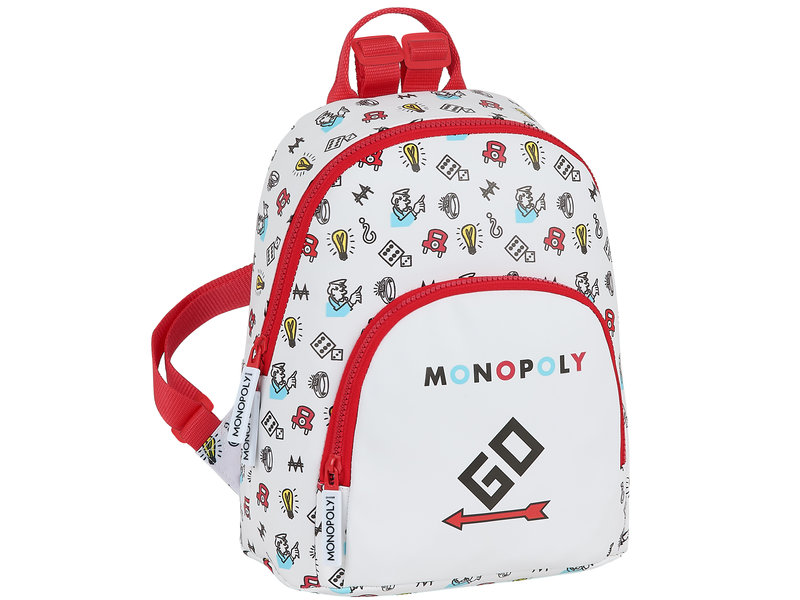 Monopoly Sac à dos enfant Go - 30 x 25 x 13 cm - Blanc