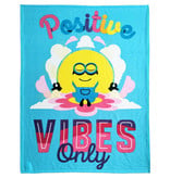 Minions Fleece deken Positive Vibes - 130 x 170 cm - Blauw