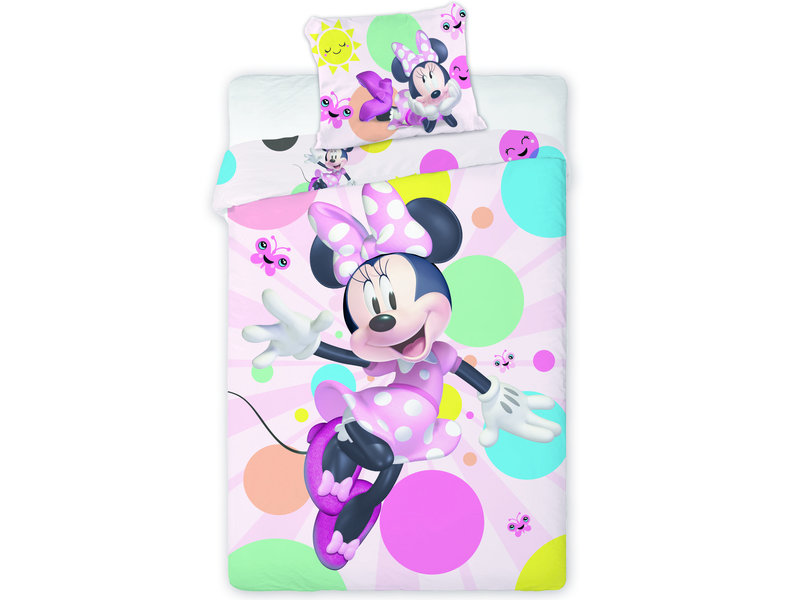 Disney Minnie Mouse Housse de couette Happy - Simple - 140 x 200 cm - Coton