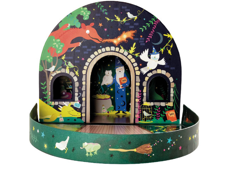 Floss & Rock Boîte de jeu magicien - 18 x 21 x 7,5 cm - 10 pièces - Bois