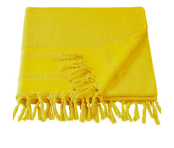 De Witte Lietaer Hammam beach towel with tassels Fjara yellow 100x180