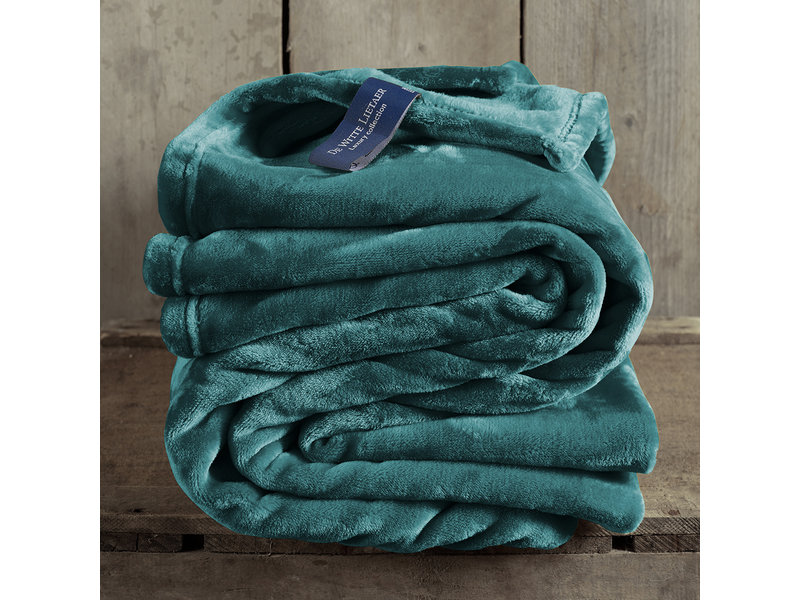 De Witte Lietaer Fleece Plaid Gemütlich - 150 x 200 cm - Seegrün