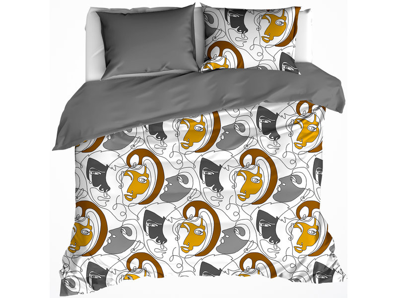 De Witte Lietaer Dekbedovertrek Katoen Satijn Anastasia - Lits Jumeaux - 240 x 220 cm - Grijs