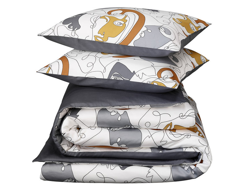 De Witte Lietaer Duvet cover Cotton Satin Anastasia - Lits Jumeaux - 240 x 220 cm - Gray