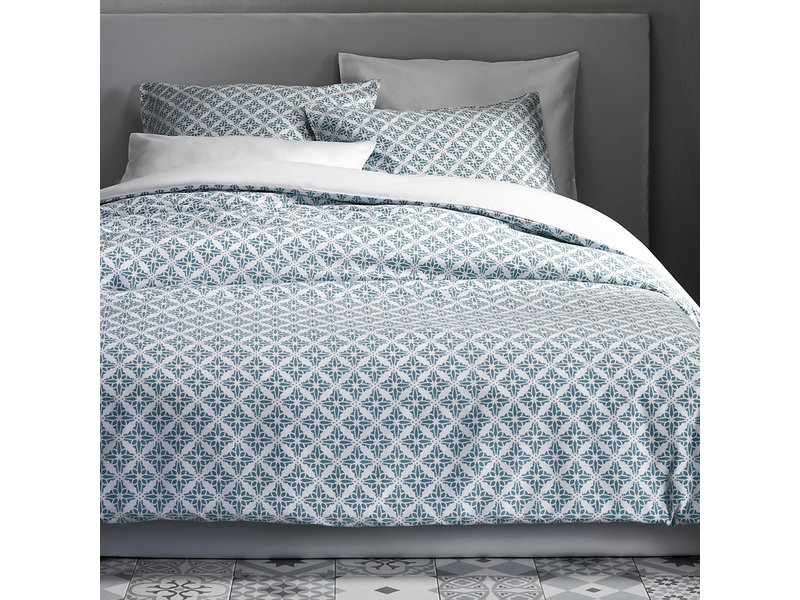 De Witte Lietaer Duvet cover Cotton Satin Azulejos - Single - 140 x 200/220 cm - Blue