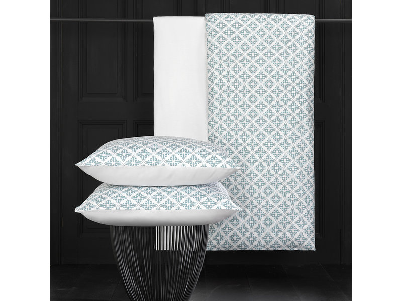 De Witte Lietaer Bettbezug Baumwolle Satin Azulejos - Lits Jumeaux - 240 x 220 cm - Blau