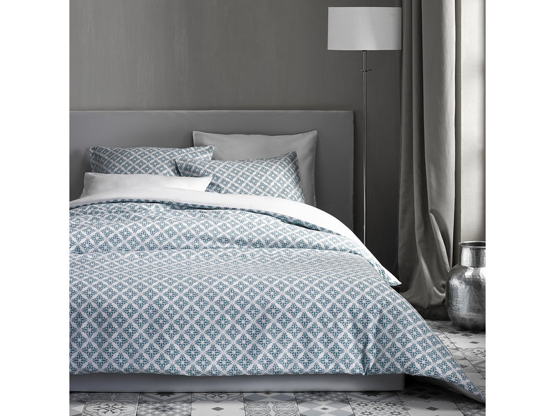 De Witte Lietaer Dekbedovertrek Katoen Satijn Azulejos - Hotelmaat - 260 x  240 cm - Blauw