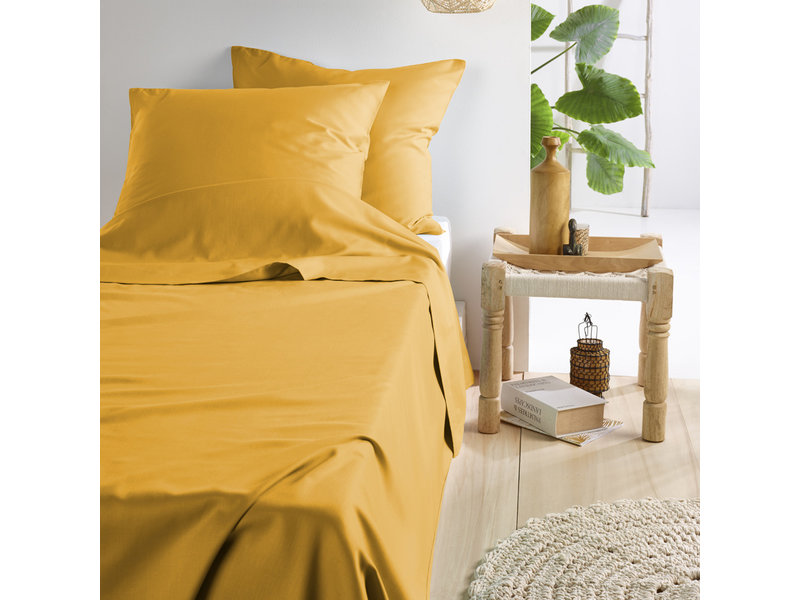 De Witte Lietaer Bed sheet set Olivia - Double - 280 x 280 cm - Yellow - Satin cotton