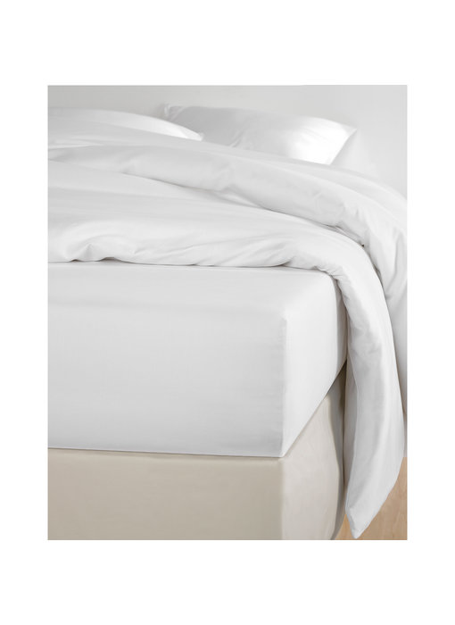 De Witte Lietaer Fitted sheet Cotton Satin Olivia White - 180 x 200 cm