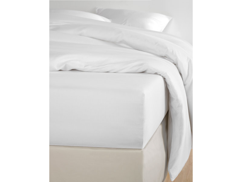 De Witte Lietaer Fitted sheet Cotton Satin Olivia - 180 x 200 cm - White