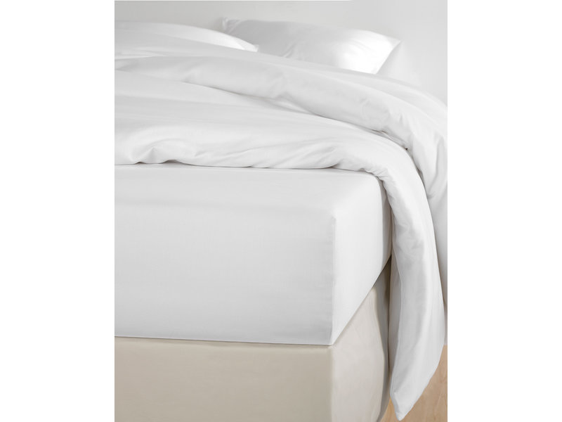 De Witte Lietaer Fitted sheet Cotton Satin Olivia - 160 x 200 cm - White