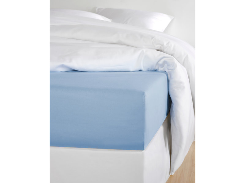 De Witte Lietaer Fitted sheet Cotton Satin Olivia - 180 x 200 cm - Blue