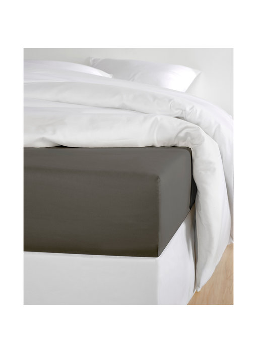 De Witte Lietaer Fitted Sheet Cotton Satin Olivia Ebony - 180 x 200 cm