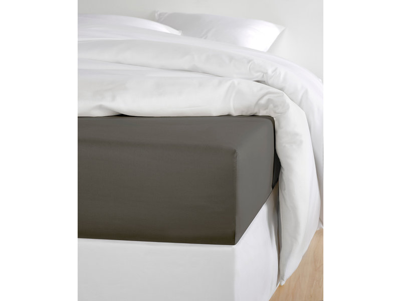 De Witte Lietaer Fitted sheet Cotton Satin Olivia - 160 x 200 cm - Gray