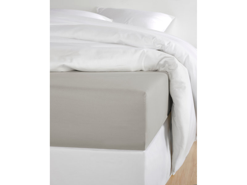 De Witte Lietaer Fitted sheet Cotton Satin Olivia - 160 x 200 cm - Taupe