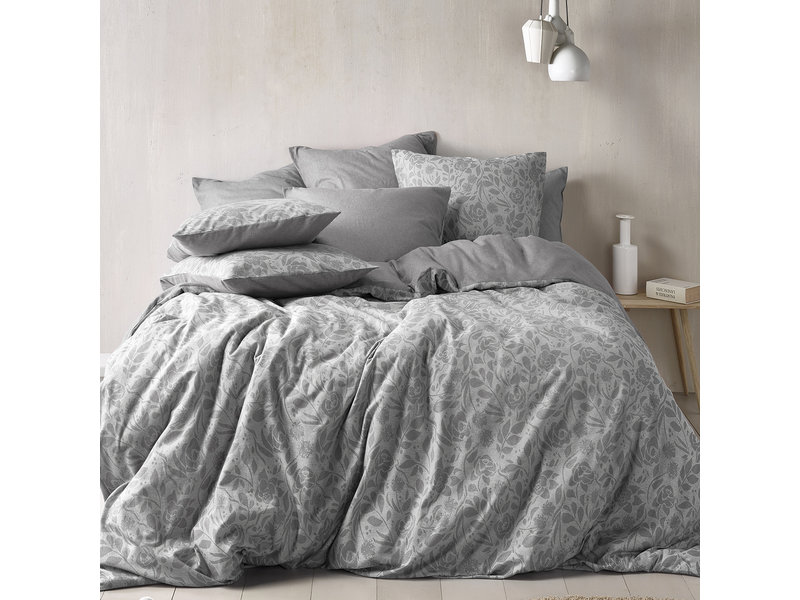 De Witte Lietaer Dekbedovertrek Lea Grey - Lits Jumeaux -  240 x 220 cm - Flanel