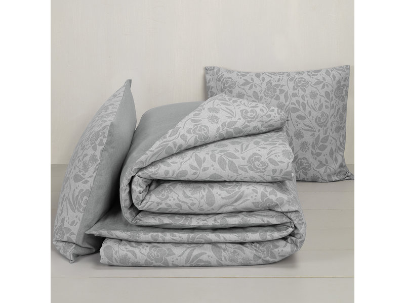 De Witte Lietaer Dekbedovertrek Lea Grey - Lits Jumeaux -  240 x 220 cm - Flanel