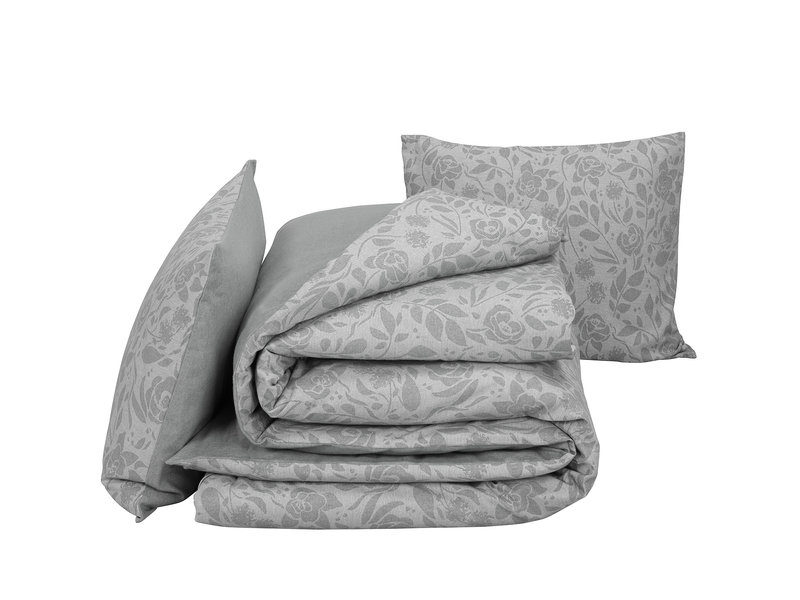 De Witte Lietaer Housse de couette Lea Grey - Lits Jumeaux - 240 x 220 cm - Flanelle