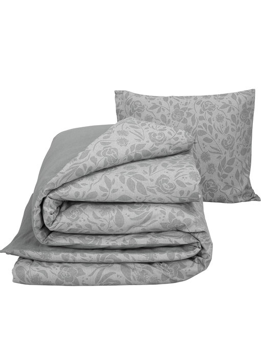 De Witte Lietaer Housse de couette Flanelle Coton Lea Grey 140 x 200/220 cm