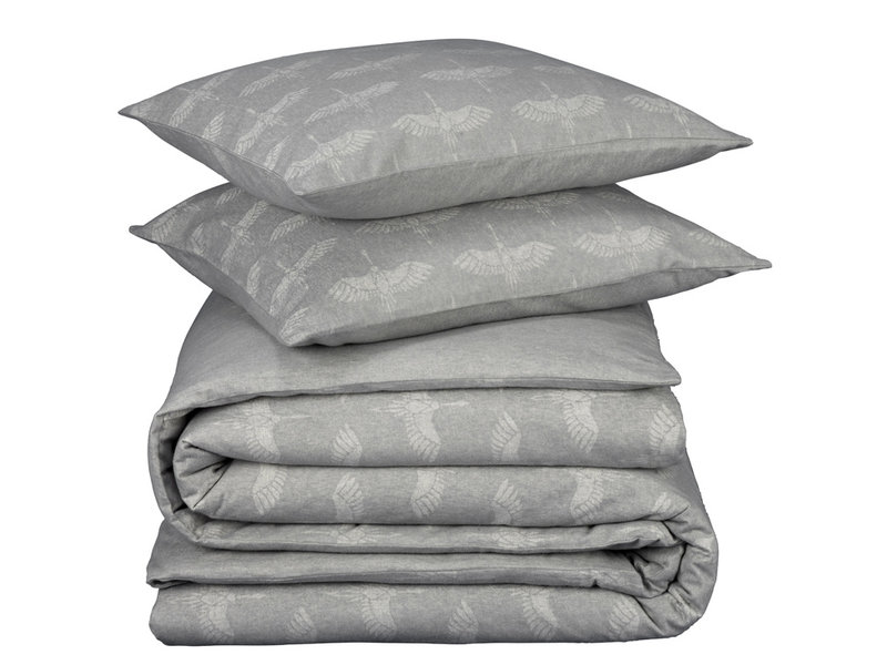 De Witte Lietaer Duvet cover Cotton Flannel Crane - Hotel size - 260 x 240 cm - Gray