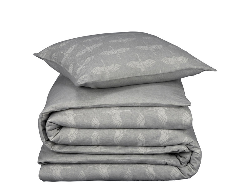 De Witte Lietaer Duvet cover Cotton Flannel Crane - Single - 140 x 200/220 cm - Gray