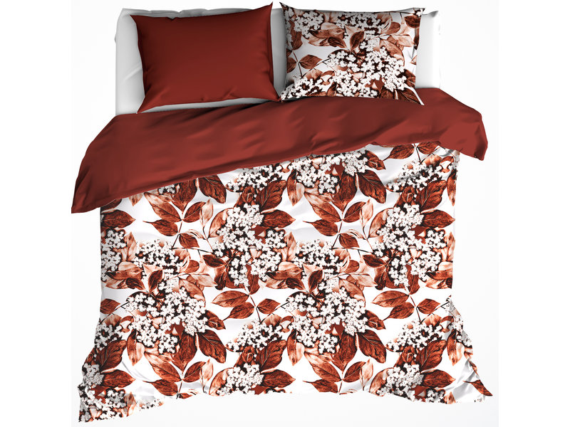 De Witte Lietaer Housse de couette Coton Flanelle Mimulus - Double - 200 x 200/220 cm - Rouge