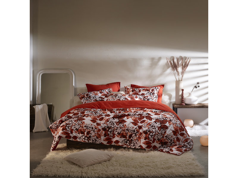 De Witte Lietaer Duvet cover Cotton Flannel Mimulus - Double - 200 x 200/220 cm - Red