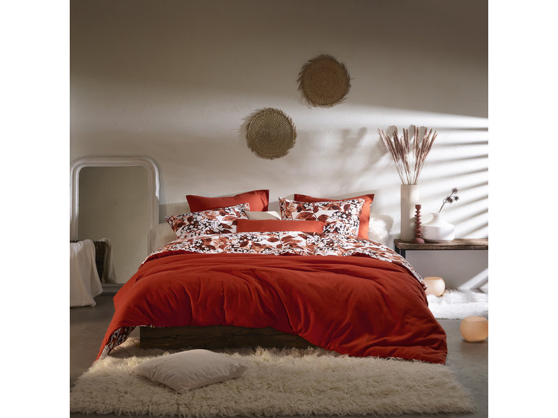 De Witte Lietaer Housse de couette Coton Flanelle Mimulus - Double - 200 x 200/220 cm - Rouge