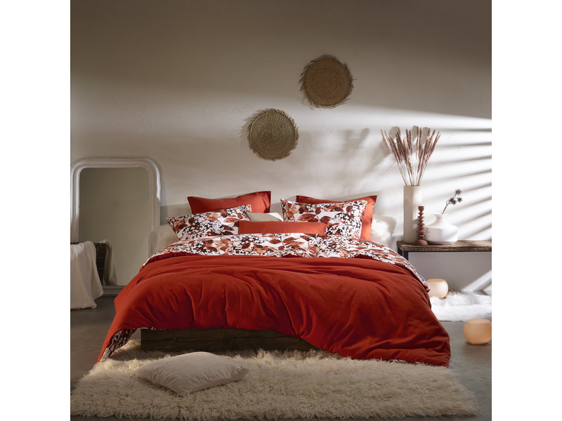 De Witte Lietaer Duvet cover Cotton Flannel Mimulus - Single - 140 x 200/220 cm - Red