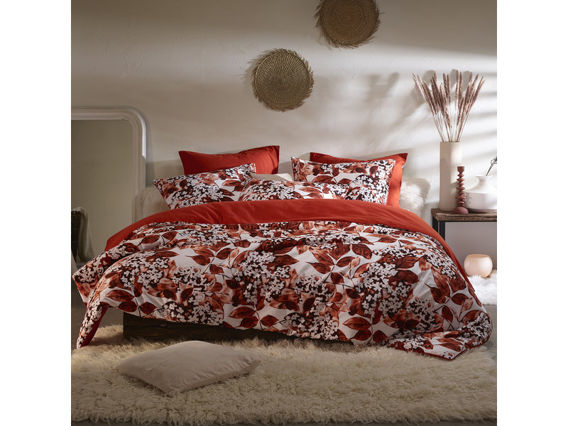 De Witte Lietaer Housse de couette en flanelle de coton Mimulus - Simple - 140 x 200/220 cm - Rouge