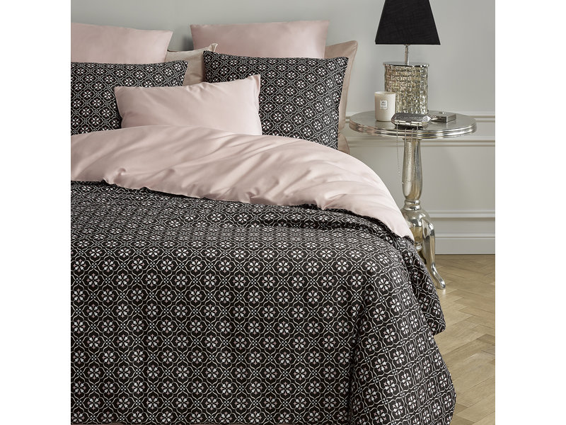De Witte Lietaer Bettbezug Baumwollsatin Primerose - Lits Jumeaux - 240 x 220 cm - Schwarz