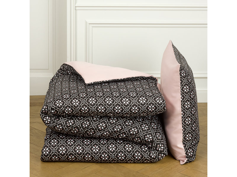 De Witte Lietaer Housse de couette Coton Satin Primrose - Simple - 140 x 200/220 cm - noir