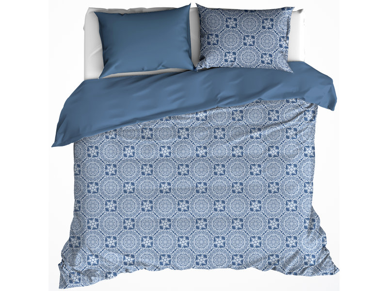 De Witte Lietaer Dekbedovertrek Katoen Henna Blue Horizon - Hotelmaat - 260 x 240 cm - Blauw