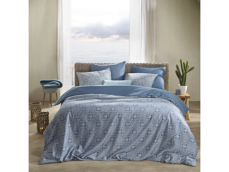 De Witte Lietaer Housse de couette Coton Henna Blue Horizon - Taille de l'hôtel - 260 x 240 cm - Bleu