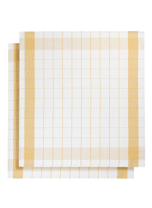 De Witte Lietaer Torchon Torchon Verre Mixte Ocre Jaune 2 pièces 68 x 68 cm